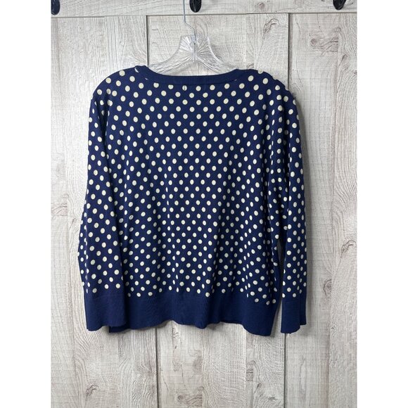 Cato Navy & White Polka Dot Cardigan Long Sleeves Sweater XL - Picture 2 of 6